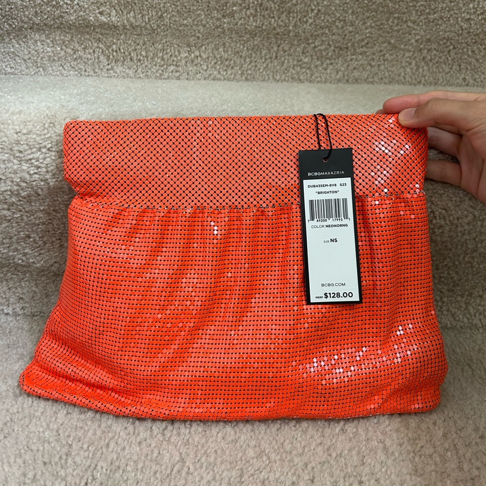 BCBGMAXAZRIA Neon Orange Brighton Clutch